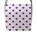 Polka Dots - Purple Violet on White Flap Closure Messenger Bag (L)