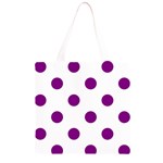 Polka Dots - Purple Violet on White Grocery Light Tote Bag