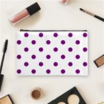 Polka Dots - Purple Violet on White Cosmetic Bag (M)