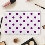 Polka Dots - Purple Violet on White Cosmetic Bag (L)