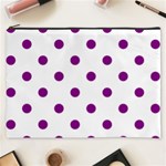 Polka Dots - Purple Violet on White Cosmetic Bag (XXXL)