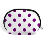Polka Dots - Purple Violet on White Accessory Pouch (Medium)
