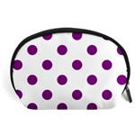 Polka Dots - Purple Violet on White Accessory Pouch (Large)