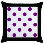 Polka Dots - Purple Violet on White Throw Pillow Case (Black)