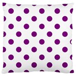 Polka Dots - Purple Violet on White Large Cushion Case (One Side)