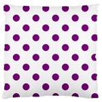 Polka Dots - Purple Violet on White Large Flano Cushion Case (One Side)