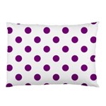 Polka Dots - Purple Violet on White Pillow Case (One Side)
