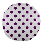 Polka Dots - Purple Violet on White Large 18  Premium Flano Round Cushion
