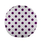 Polka Dots - Purple Violet on White Standard 15  Premium Flano Round Cushion