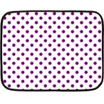 Polka Dots - Purple Violet on White Double Sided Fleece Blanket (Mini)