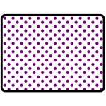 Polka Dots - Purple Violet on White Fleece Blanket (Large) (One Side)