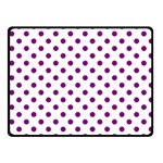 Polka Dots - Purple Violet on White Fleece Blanket (Small) (One Side)