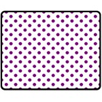 Polka Dots - Purple Violet on White Double Sided Fleece Blanket (Medium) (Two Sides)