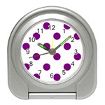 Polka Dots - Purple Violet on White Desk Alarm Clock