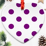 Polka Dots - Purple Violet on White Heart Ornament (Two Sides)