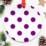 Polka Dots - Purple Violet on White Ornament (Round)