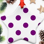 Polka Dots - Purple Violet on White Star Ornament (Two Sides)