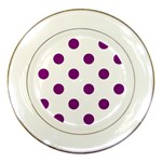 Polka Dots - Purple Violet on White Porcelain Plate