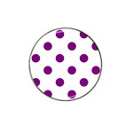Polka Dots - Purple Violet on White Hat Clip Ball Marker