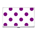 Polka Dots - Purple Violet on White Business Card Holder