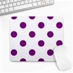 Polka Dots - Purple Violet on White Large Mousepad