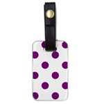 Polka Dots - Purple Violet on White Luggage Tag (One Side)