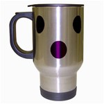Polka Dots - Purple Violet on White Travel Mug (Silver Gray)