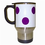 Polka Dots - Purple Violet on White Travel Mug (White)