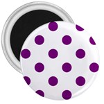 Polka Dots - Purple Violet on White 3  Magnet