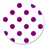 Polka Dots - Purple Violet on White Magnet 5  (Round)
