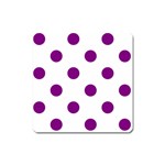 Polka Dots - Purple Violet on White Magnet (Square)