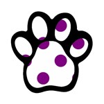 Polka Dots - Purple Violet on White Magnet (Paw Print)
