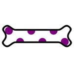 Polka Dots - Purple Violet on White Magnet (Dog Bone)