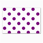 Polka Dots - Purple Violet on White Postcards 5  x 7  (Pkg of 10)
