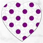 Polka Dots - Purple Violet on White Jigsaw Puzzle (Heart)