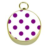Polka Dots - Purple Violet on White Gold Compass