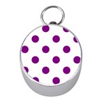 Polka Dots - Purple Violet on White Silver Compass (Mini)