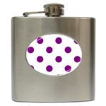 Polka Dots - Purple Violet on White Hip Flask (6 oz)