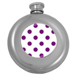 Polka Dots - Purple Violet on White Hip Flask (5 oz)
