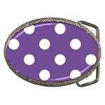Polka Dots - White on Dark Lavender Violet Belt Buckle