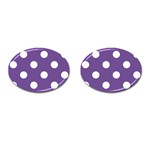 Polka Dots - White on Dark Lavender Violet Cufflinks (Oval)