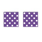 Polka Dots - White on Dark Lavender Violet Cufflinks (Square)
