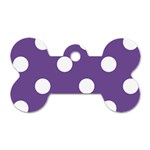 Polka Dots - White on Dark Lavender Violet Dog Tag Bone (Two Sides)