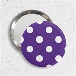 Polka Dots - White on Dark Lavender Violet 2.25  Handbag Mirror