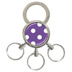 Polka Dots - White on Dark Lavender Violet 3-Ring Key Chain