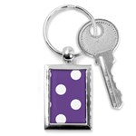 Polka Dots - White on Dark Lavender Violet Key Chain (Rectangle)