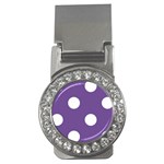 Polka Dots - White on Dark Lavender Violet Money Clip (CZ)
