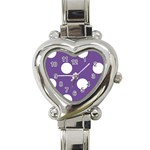 Polka Dots - White on Dark Lavender Violet Heart Italian Charm Watch
