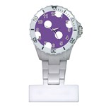 Polka Dots - White on Dark Lavender Violet Nurses Watch