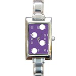 Polka Dots - White on Dark Lavender Violet Rectangle Italian Charm Watch